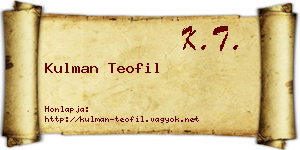 Kulman Teofil névjegykártya